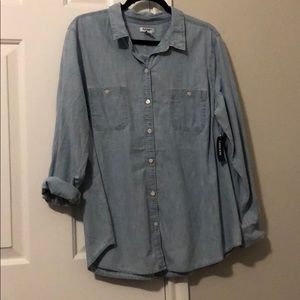 NWT light denim button down